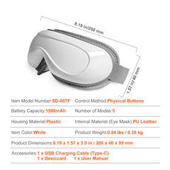 Heated Eye Massager Eye Care Device 5 Modes Bluetooth Music 180° Foldable