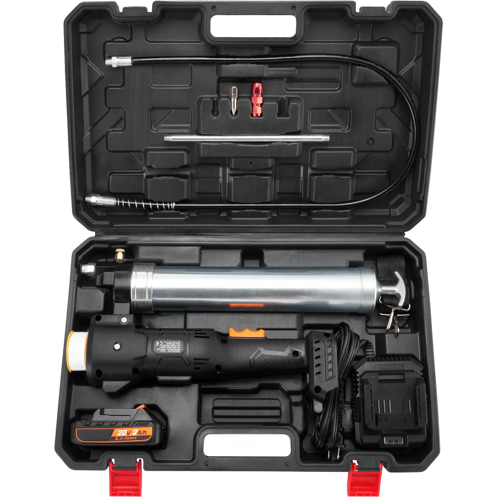 Cordless Grease Gun, 20-Volt, 10,000 PSI, 39" Long Hose, Electric Grease Gun Kit Professional High Pressure Battery Powered Grease Gun with Carrying Case, Battery and Charger Included, Black