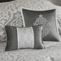 8 Piece Jacquard Comforter Set Silver/Silver Queen