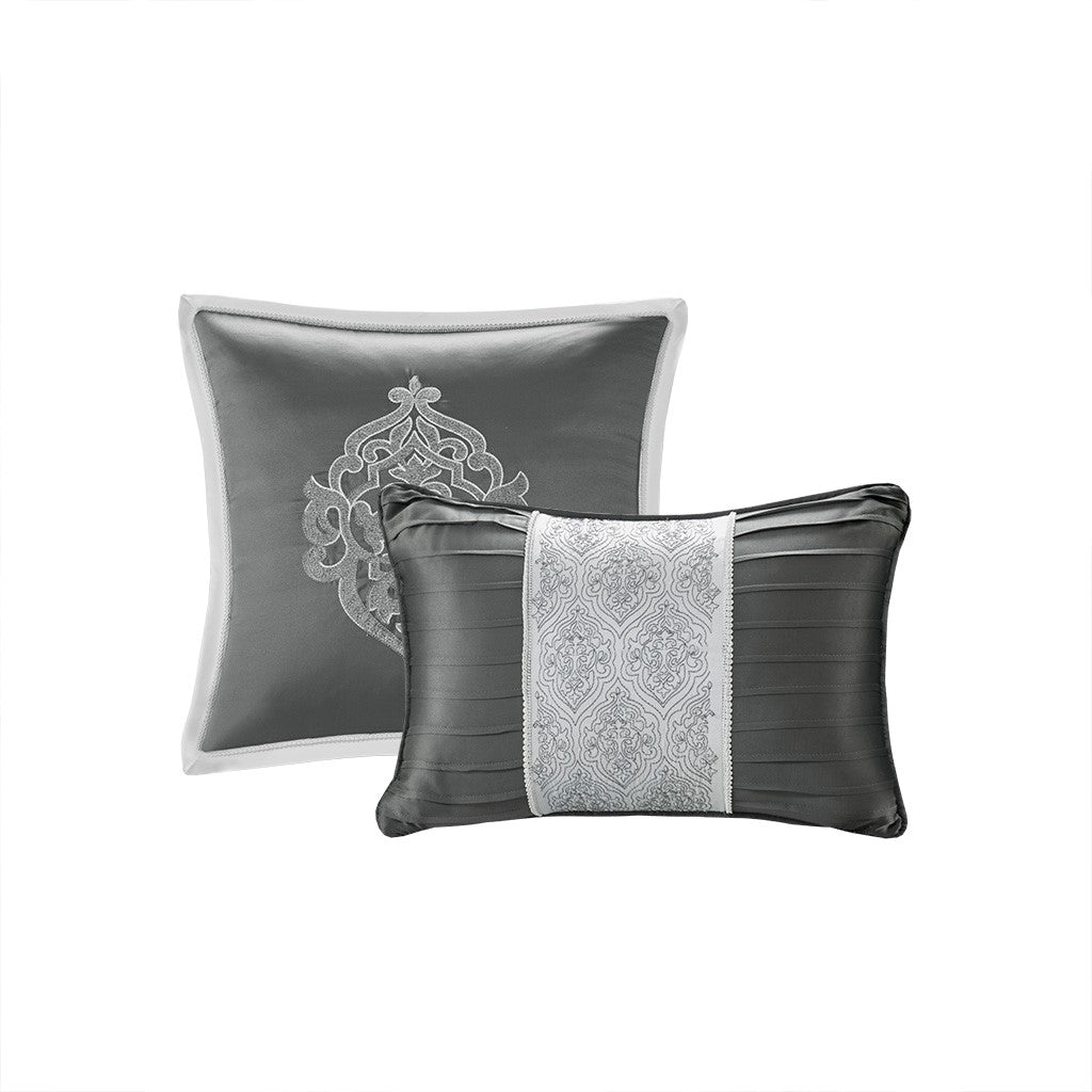 8 Piece Jacquard Comforter Set Silver/Silver Queen
