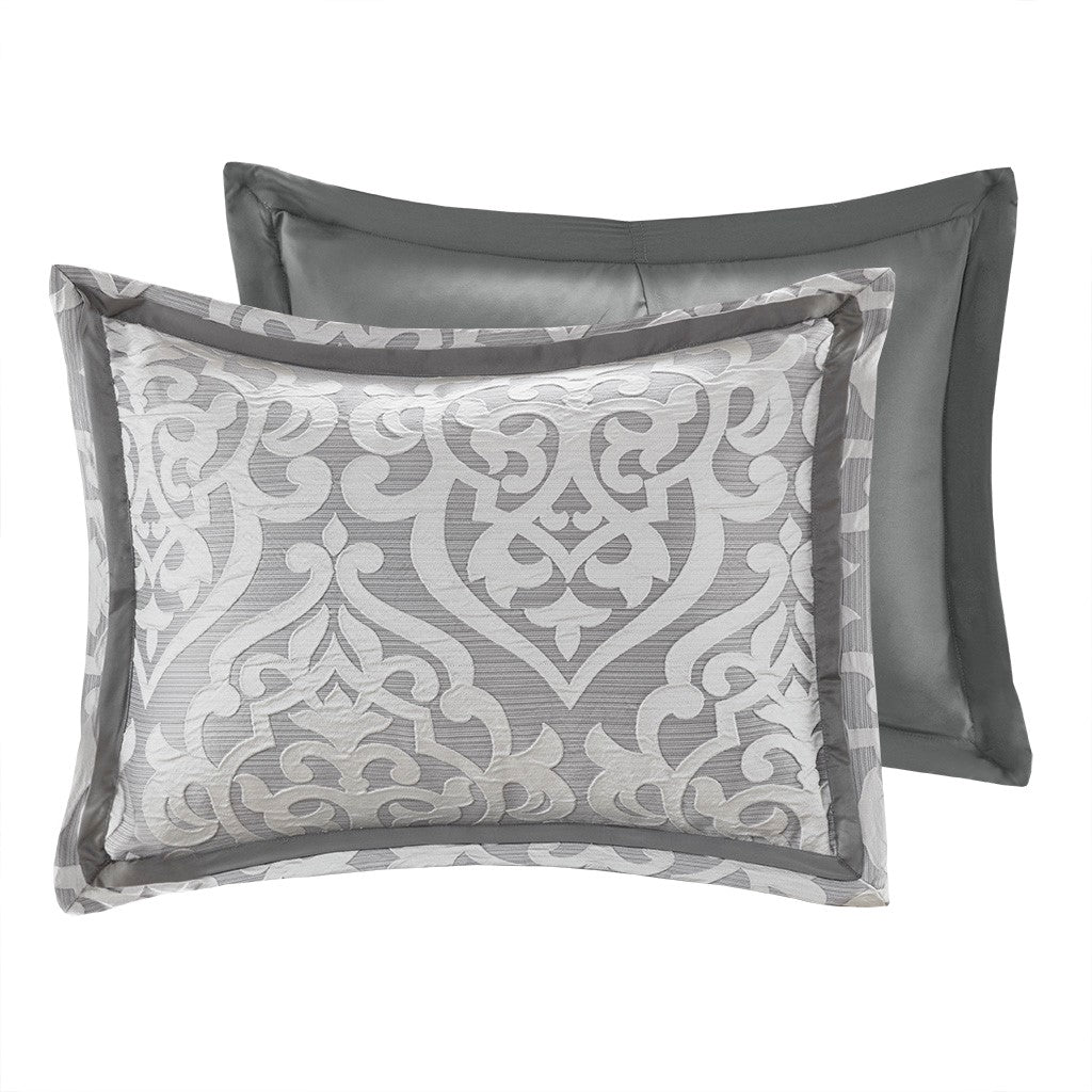 8 Piece Jacquard Comforter Set Silver/Silver Queen
