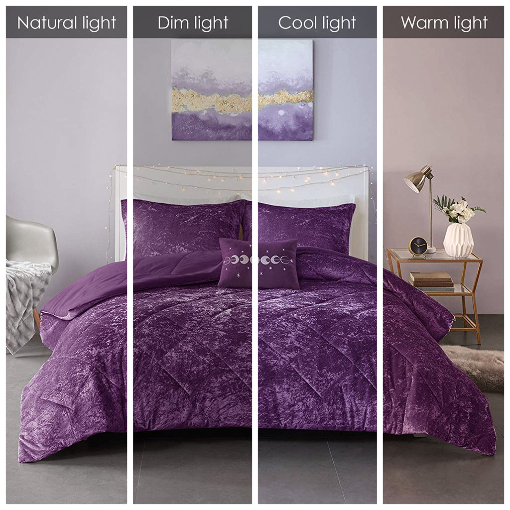 King/Cal King Velvet Comforter Set with Throw Pillow