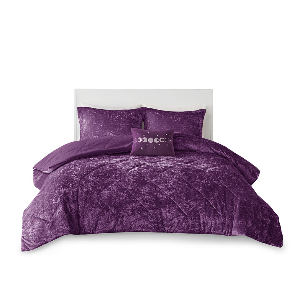 King/Cal King Velvet Comforter Set with Throw Pillow