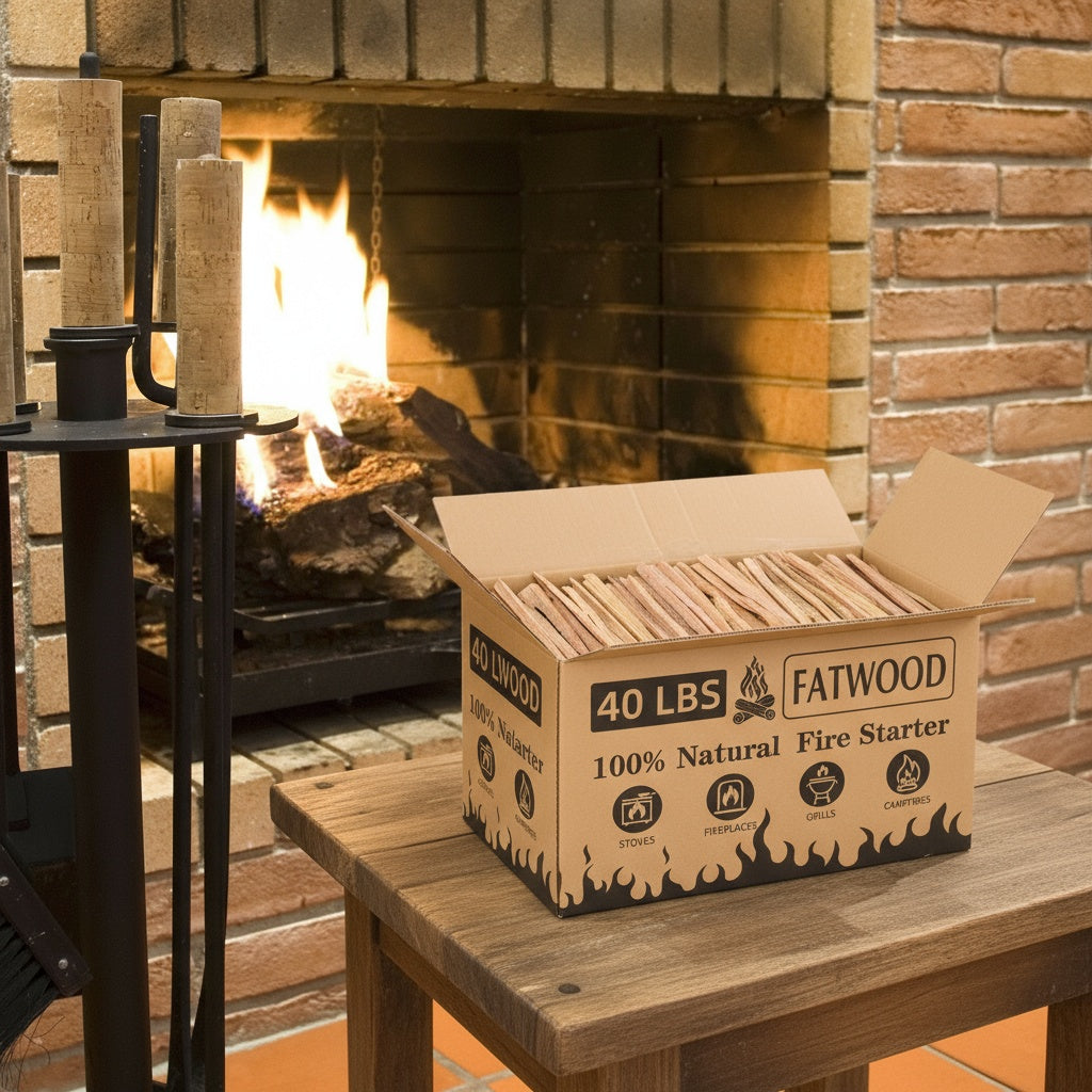 40 Lbs Fatwood Fire Starter Sticks, 100% Natural Kindling wood, Pine Firewood Firestarter for Campfire, Stove, Fireplace, Bonfires, Grill