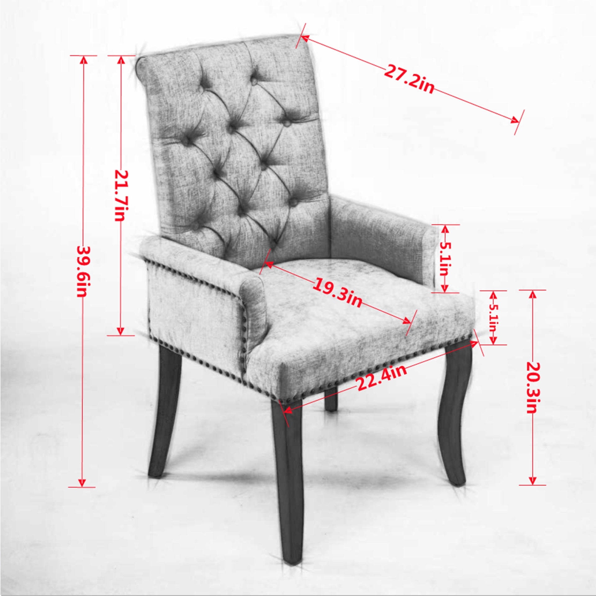 Upholstered Chenille Fabric Accent Dining Chair, Curved Solid Wood Legs, Elegant Tufted Club Dining Room Kitchen Room Arm Dining Chair, Single Pack,Olive Green,SW1895OL