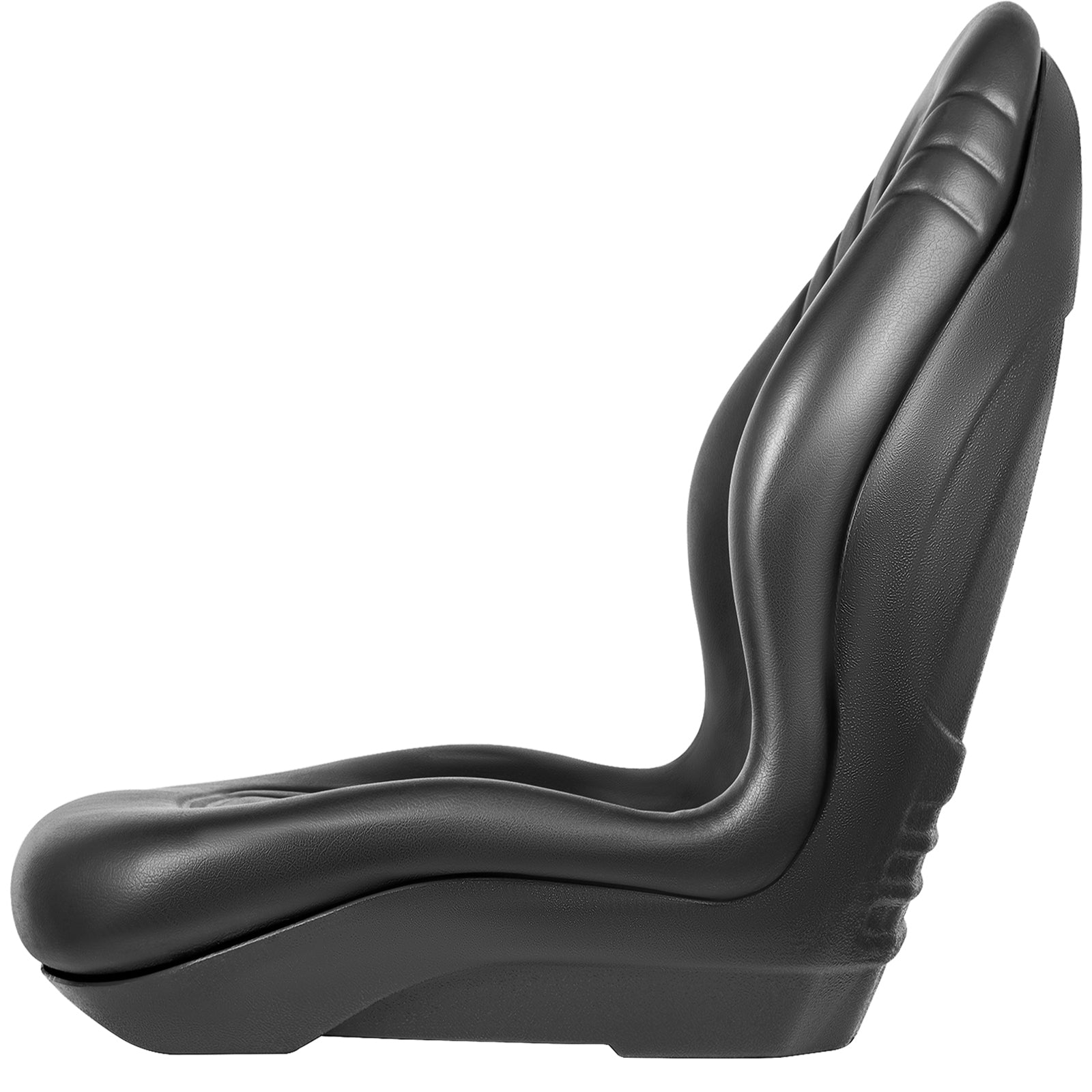 Universal Lawn Tractor Seat Replacement, Compact High Back Mower Seat, Black Vinyl Forklift Seat, Central Drain Hole Skid Steer Seat with Mounting Bolt Patterns of 8" x 11.5" & 11.25" x 11.5".