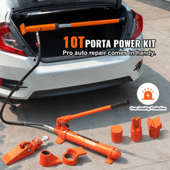 10 Ton Porta Power Kit, Hydraulic Ram with Pump, Car Jack with 4.6 ft/1.4 m Oil Hose, Bent Frame Repair Tool with Storage Case for Automotive, Garage, Heavy Equipment, Mechanic (22046 LBS)