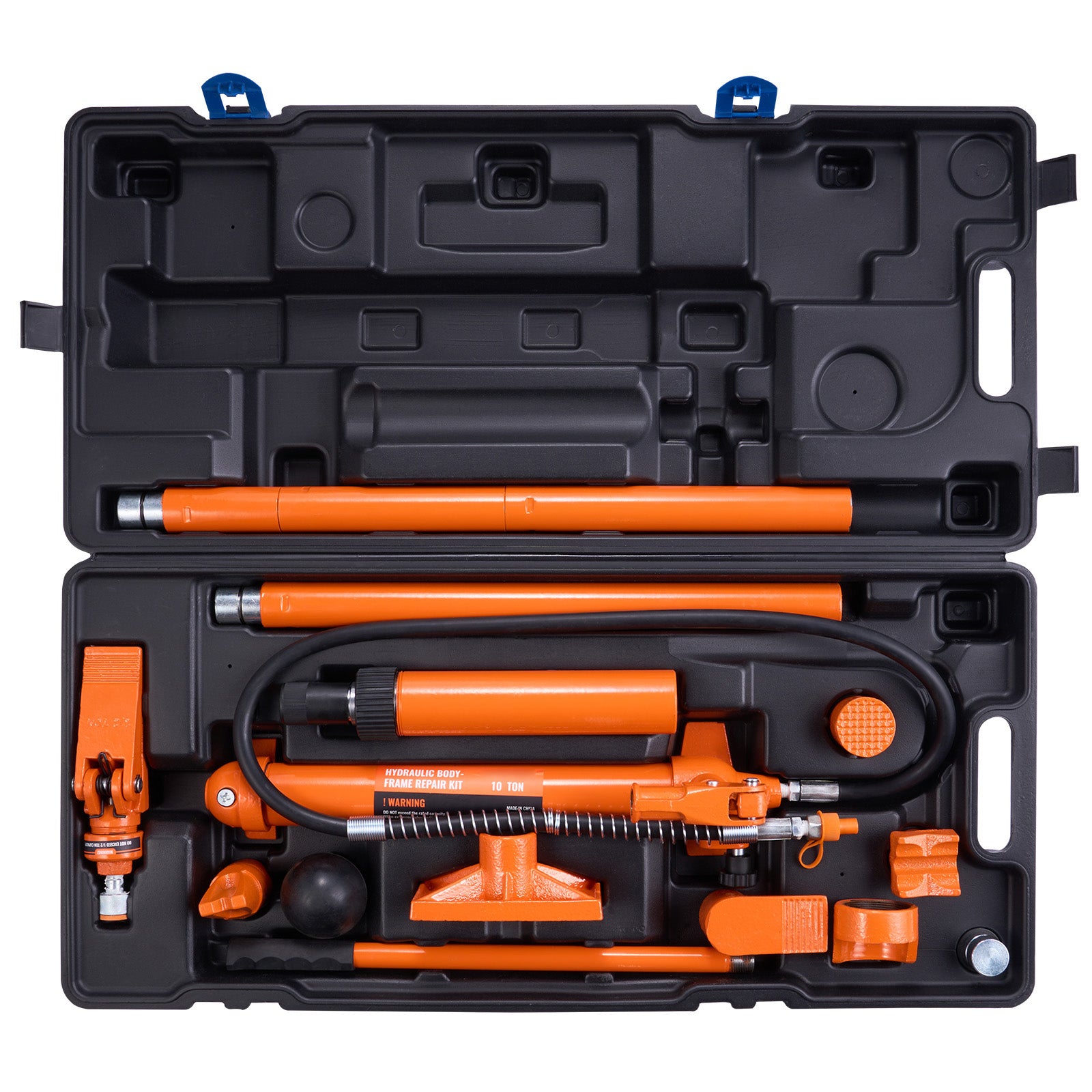 10 Ton Porta Power Kit, Hydraulic Ram with Pump, Car Jack with 4.6 ft/1.4 m Oil Hose, Bent Frame Repair Tool with Storage Case for Automotive, Garage, Heavy Equipment, Mechanic (22046 LBS)