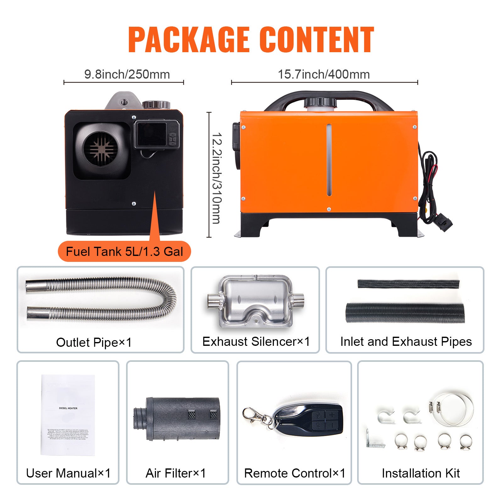 Diesel Air Heater All-in-one 12V 8KW Bluetooth App LCD for Car RV