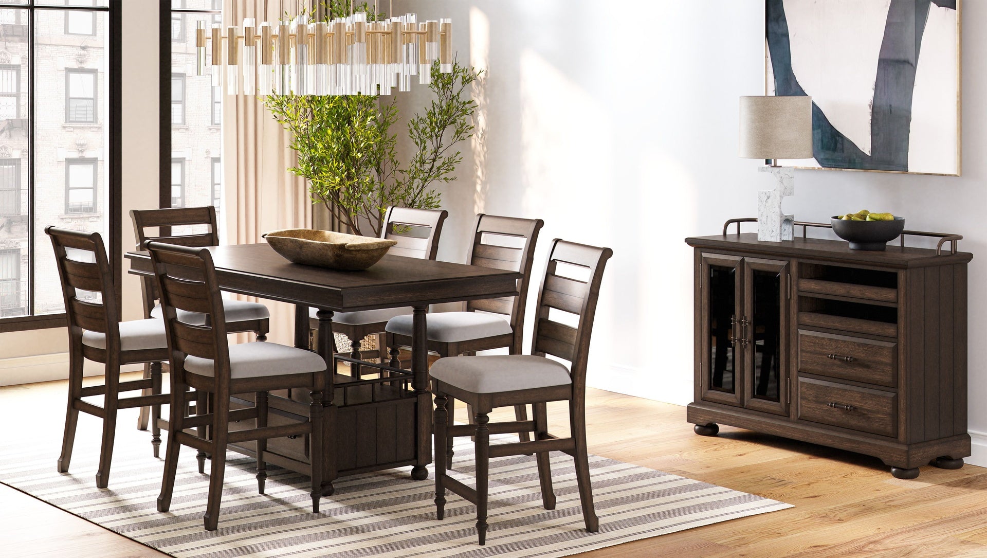 Upholstered Seat Ladderback Side Chair  Set of 2