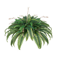 Artificial Ferns, Natural Spread Diameter 37-41 Inch, Large Hanging Fake Boston Ferns, Sunlight Resistant Fake Plant Wall Decor with 80 Branches and Flowerpot, Faux Fern for Home Office Outdoor