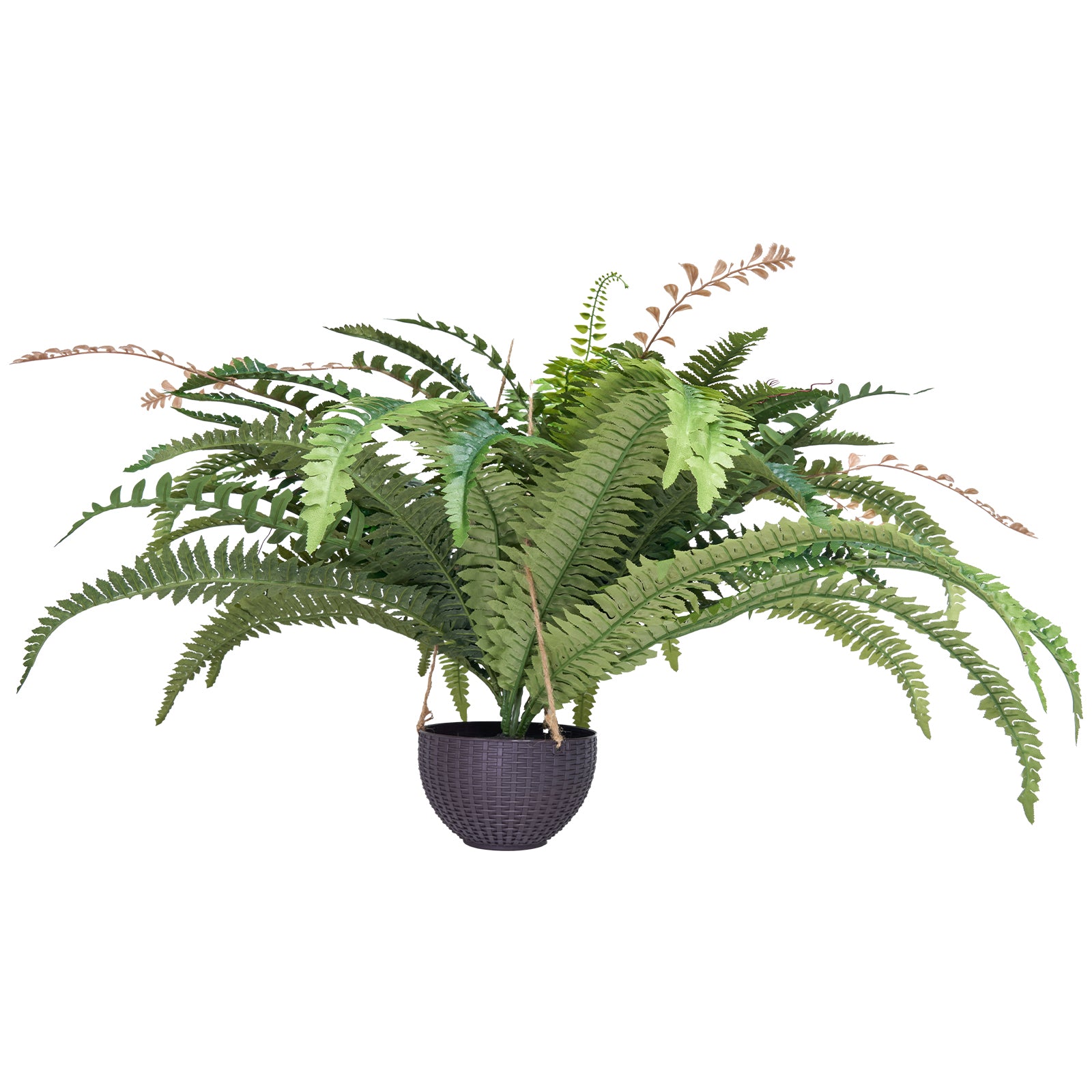 Artificial Ferns, Natural Spread Diameter 37-41 Inch, Large Hanging Fake Boston Ferns, Sunlight Resistant Fake Plant Wall Decor with 80 Branches and Flowerpot, Faux Fern for Home Office Outdoor