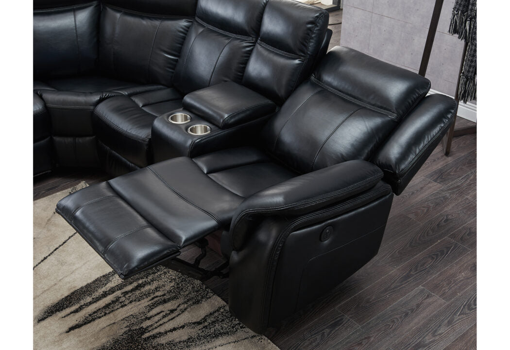JUPITER BLACK LEATHER SECTIONAL