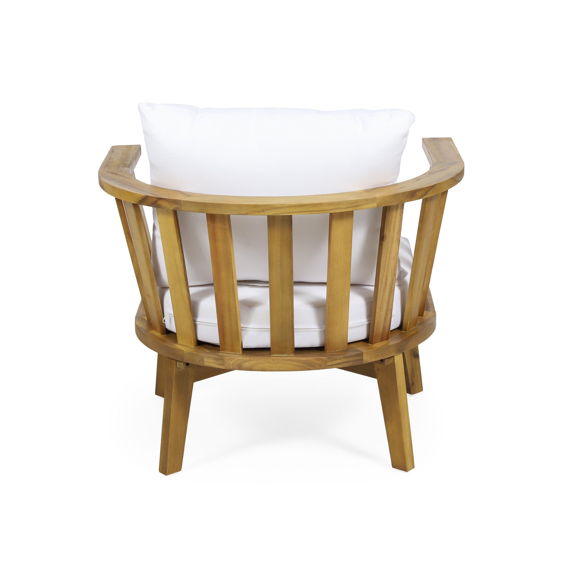Outdoor Acacia Wood Patio Club Chair, Wooden Patio Furniture,Waterproof Thick Cushion Deep Seating for Porch, Garden, Backyard, Balcony, Weight Capacity 400lbs, Teak Finish, White