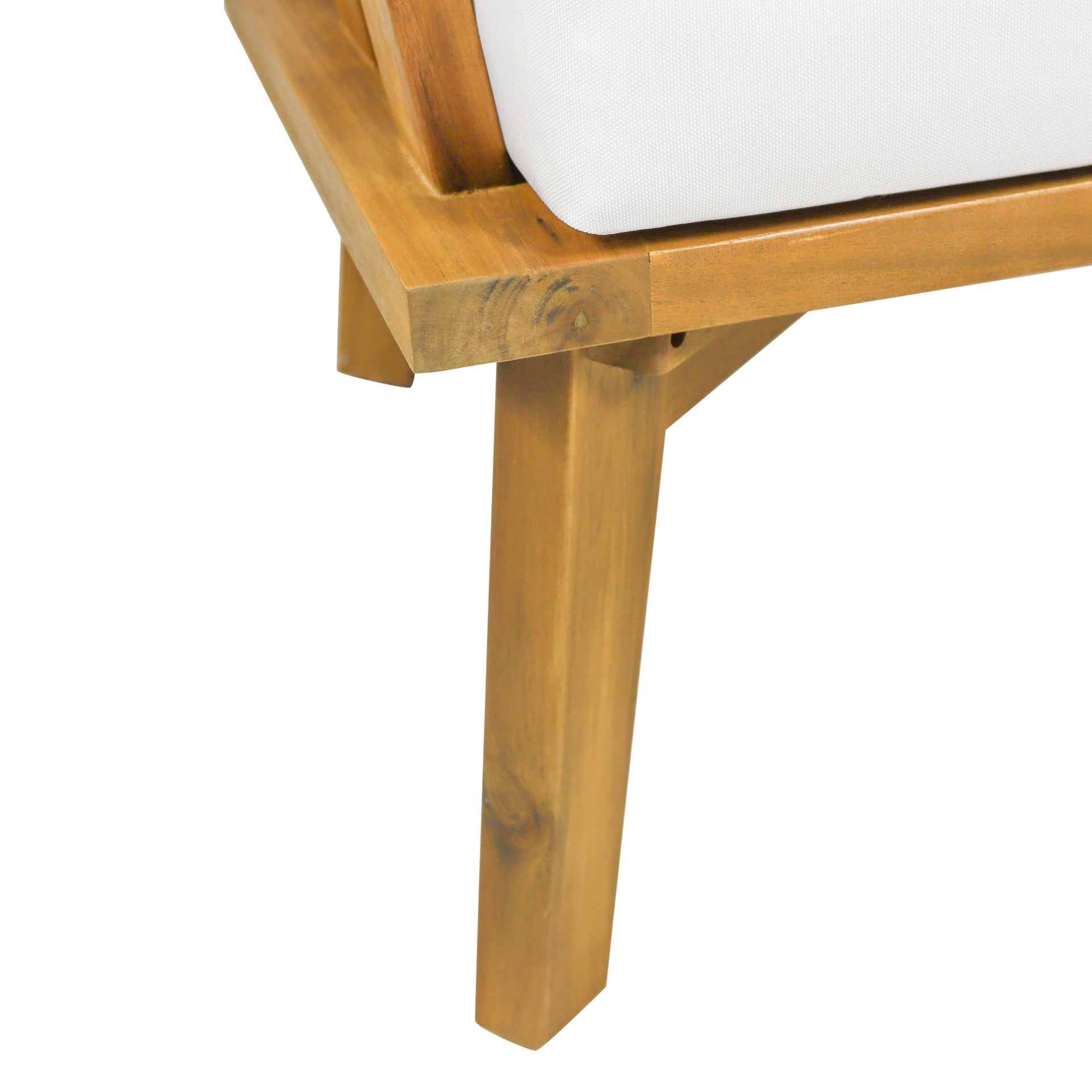 Outdoor Acacia Wood Patio Club Chair, Wooden Patio Furniture,Waterproof Thick Cushion Deep Seating for Porch, Garden, Backyard, Balcony, Weight Capacity 400lbs, Teak Finish, White