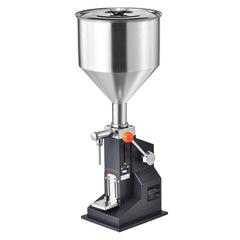 Manual Paste Liquid Filling Machine, 5-100ml Bottle Filler, Adjustable Bottle Filling Machine, Stainless Steel Liquid Filler with Hopper for Milk Water Juice Essential Oil Shampoo Cosmetic Honey