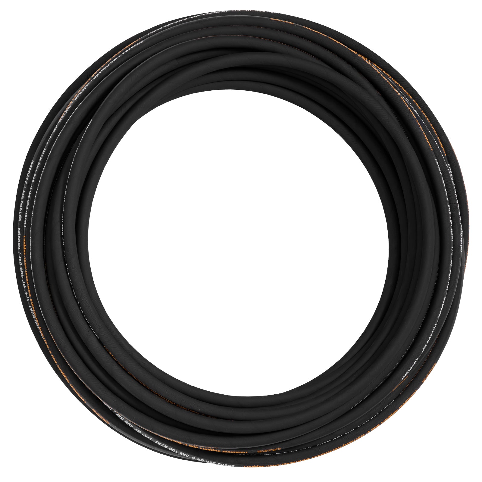 Hydraulic Hose 1/4 inch x 100 ft, Coiled Hydraulic Hose 5800 PSI, Rubber Hydraulic Hose with 2 High-Tensile Steel Wire Braid, Bulk Hydraulic Hose -20℃ to 140℃, Hydraulic Oil Flexible Hose