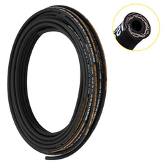 Hydraulic Hose 1/4 inch x 100 ft, Coiled Hydraulic Hose 5800 PSI, Rubber Hydraulic Hose with 2 High-Tensile Steel Wire Braid, Bulk Hydraulic Hose -20℃ to 140℃, Hydraulic Oil Flexible Hose