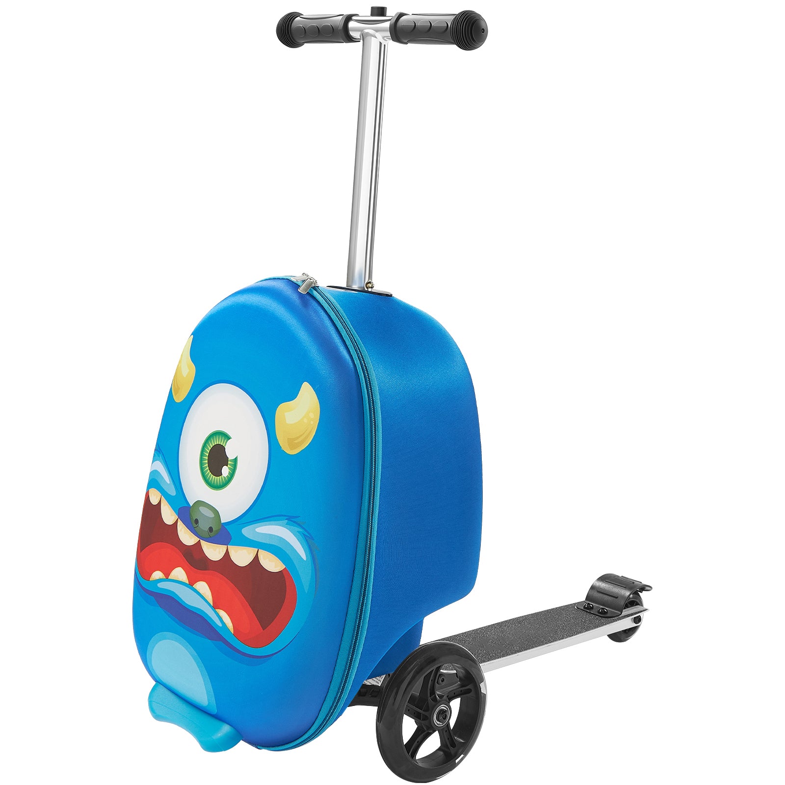 Ride-on Luggage 20-inch Kids Scooter Suitcase with Flash Wheels Blue