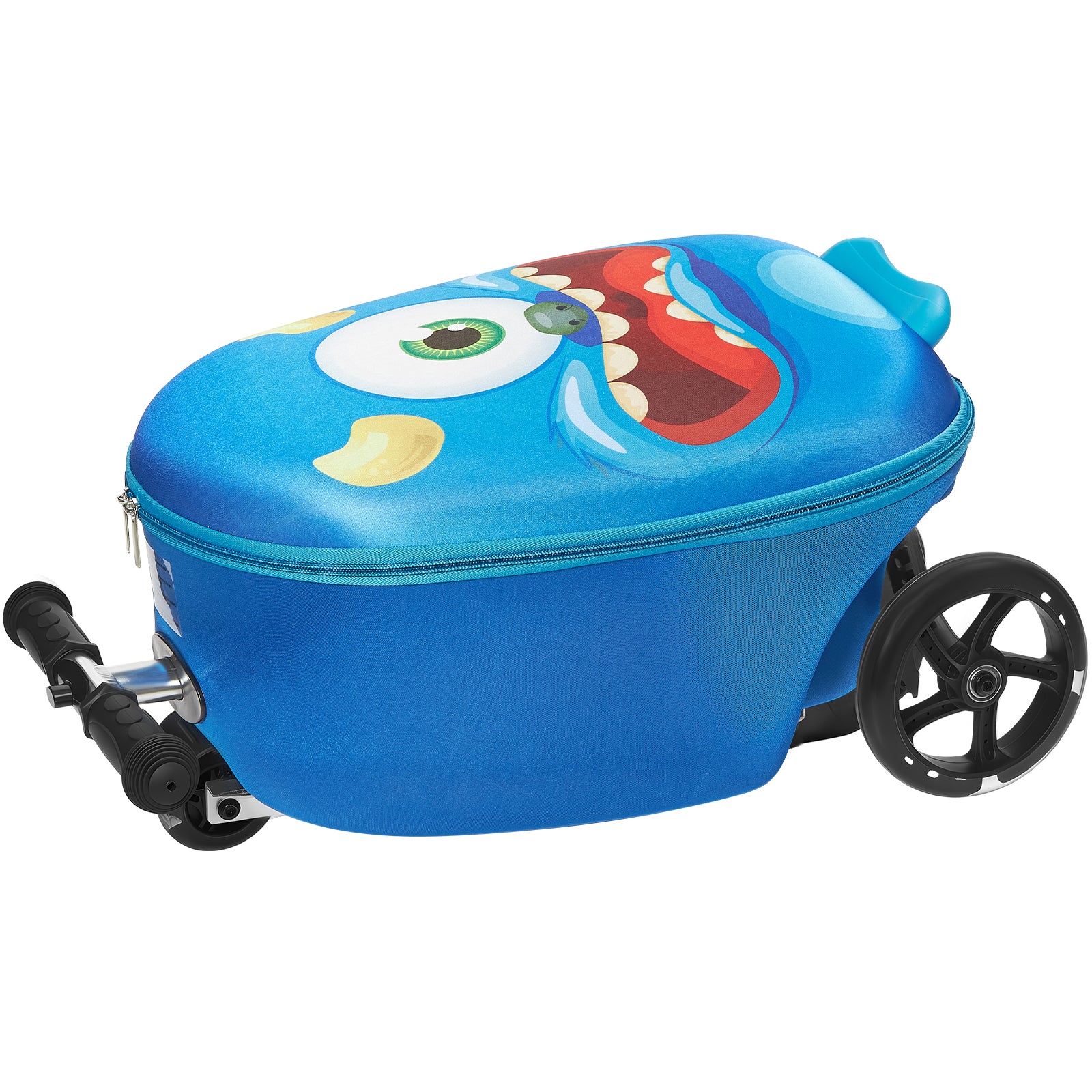 Ride-on Luggage 20-inch Kids Scooter Suitcase with Flash Wheels Blue