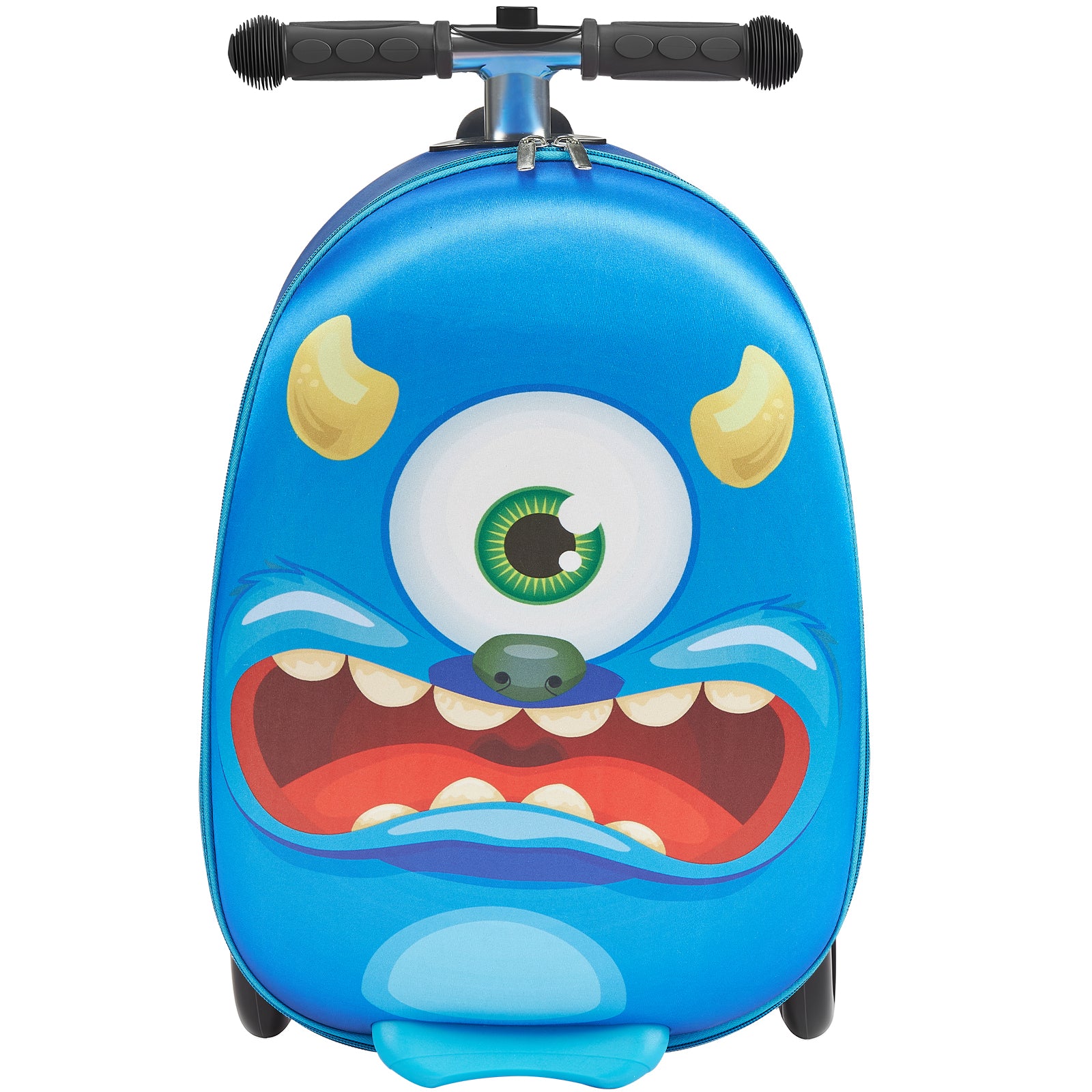 Ride-on Luggage 20-inch Kids Scooter Suitcase with Flash Wheels Blue
