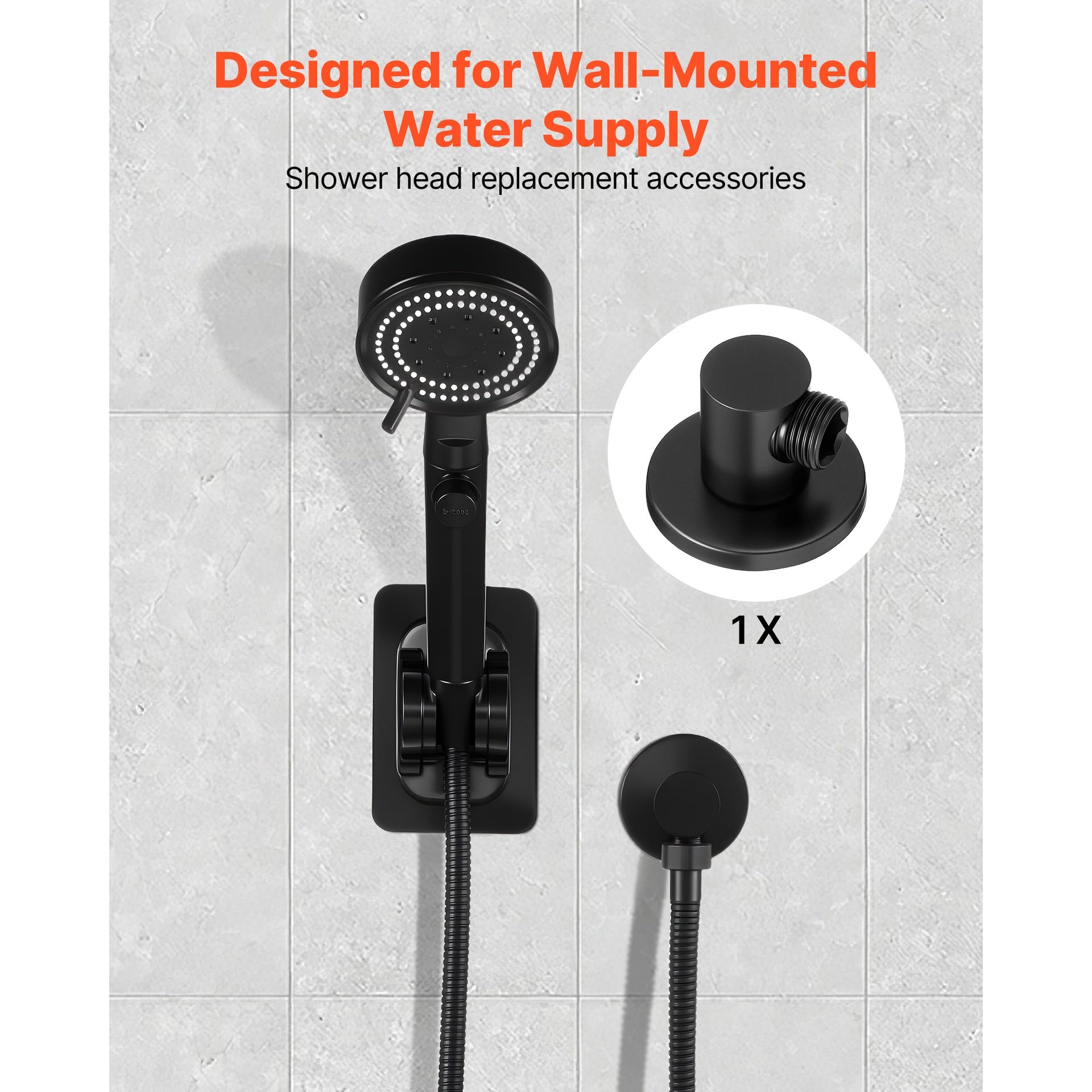 Wall Mounted Supply Elbow, Wall Supply Elbow with O-Ring Flange, Tapered 1/2" NPT Female Inlet, Solid Brass Wall Union, Round Walls Union Water Supplying, Matte Black Finish, 1/2" IPS