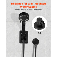 Wall Mounted Supply Elbow, Wall Supply Elbow with O-Ring Flange, Tapered 1/2" NPT Female Inlet, Solid Brass Wall Union, Round Walls Union Water Supplying, Matte Black Finish, 1/2" IPS
