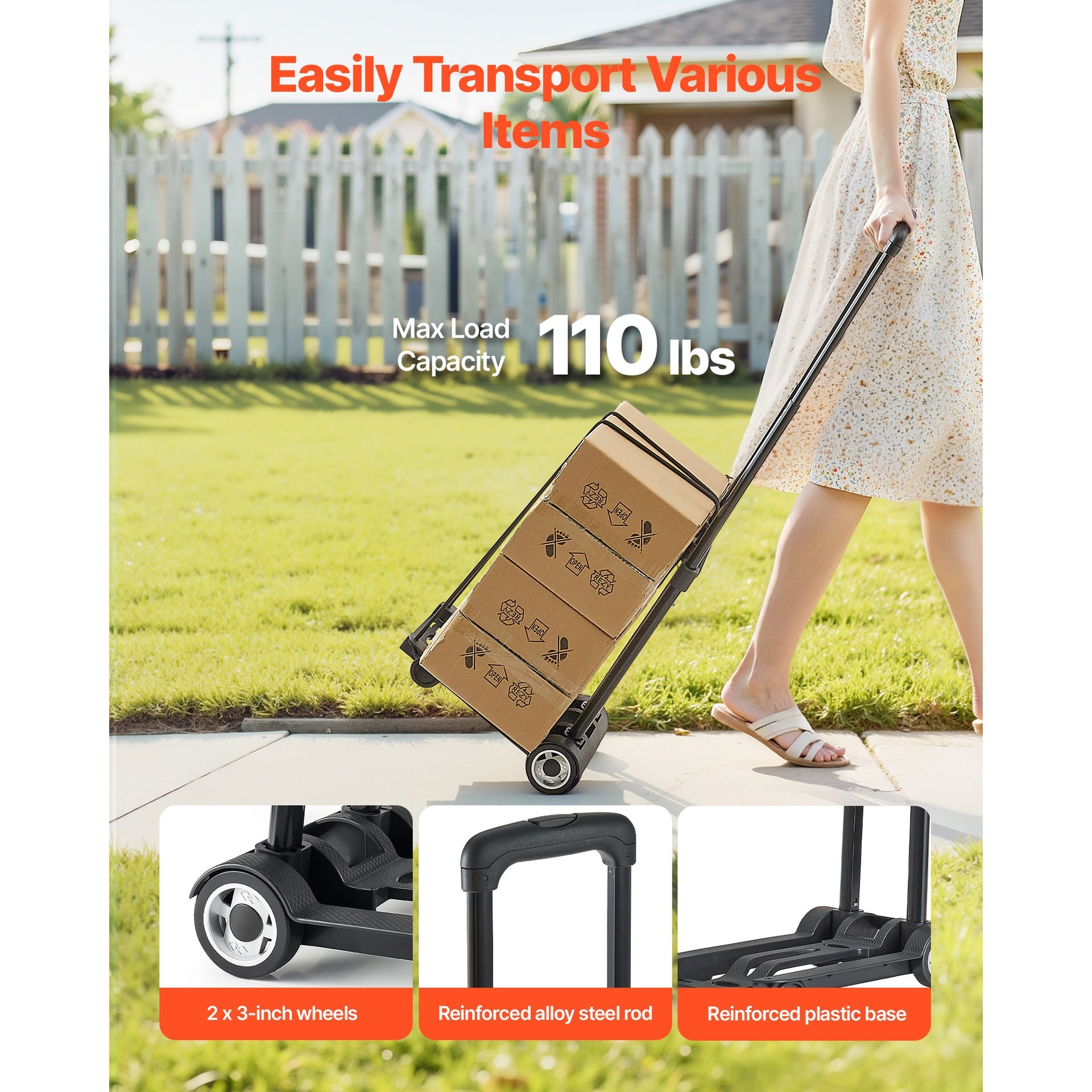 Folding Hand Truck 110 lbs Platform Cart Dolly Trolley Cart for Moving