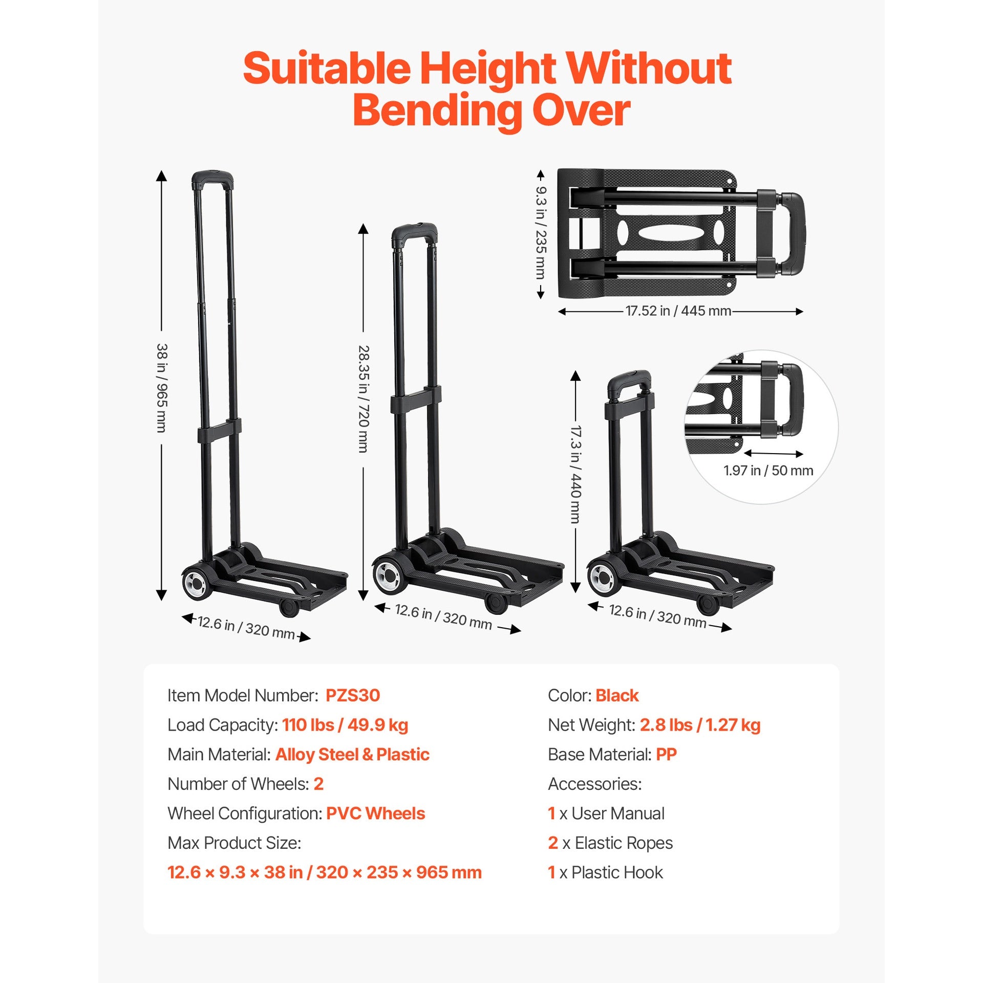 Folding Hand Truck 110 lbs Platform Cart Dolly Trolley Cart for Moving