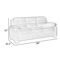 Hugh 80 Inch Sofa, Gray Polyester, Soft Foam Cushioned, Solid Wood Frame