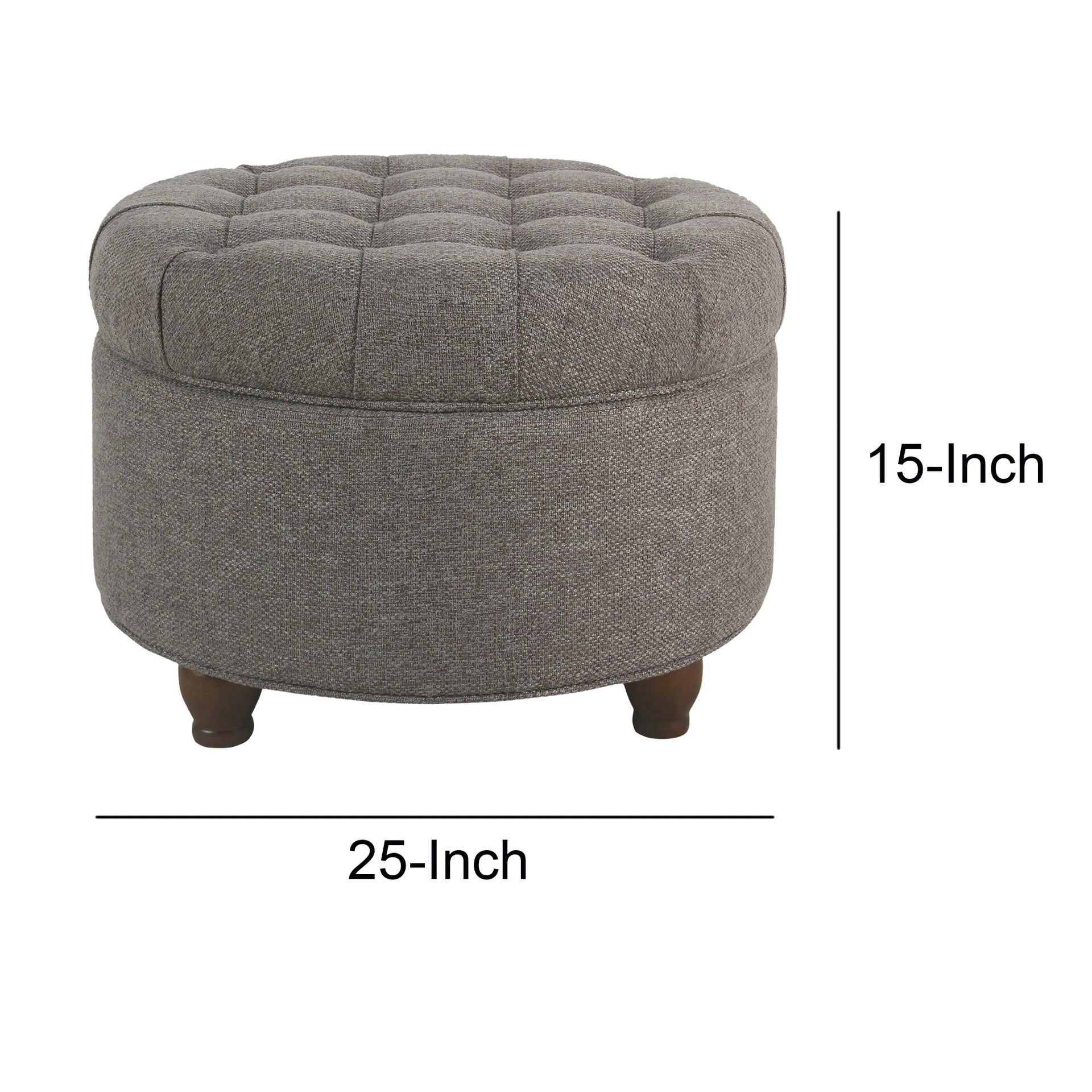 Fabric Upholstered Wooden Ottoman with Tufted Lift Off Lid Storage, Dark Gray