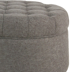 Fabric Upholstered Wooden Ottoman with Tufted Lift Off Lid Storage, Dark Gray