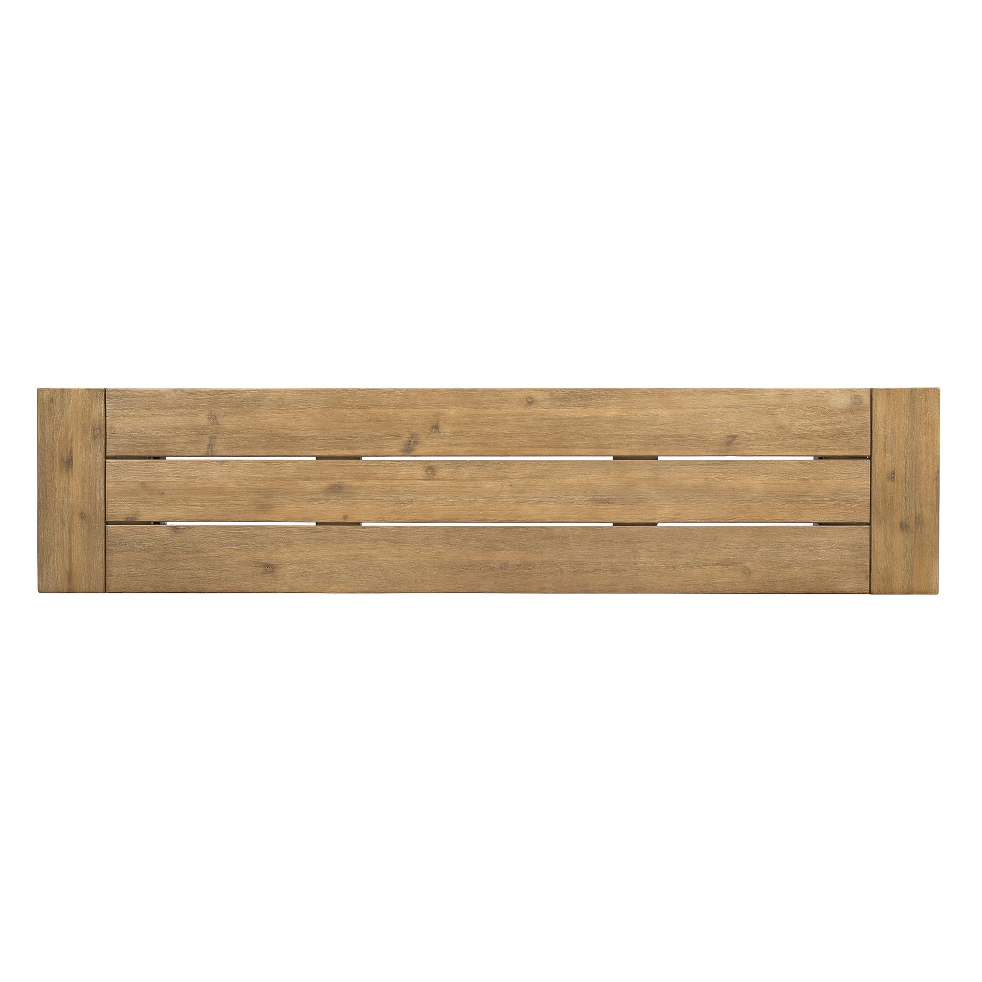 Outdoor Bench with Slat Panel Design and Acacia Wood Frame, Natural and Grey