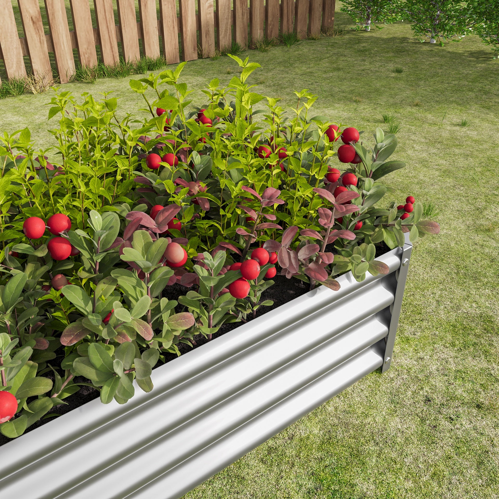 Metal Raised Garden Bed, Rectangle Raised Planter 4×2×1ft  for Flowers Plants, Vegetables Herb  Silver