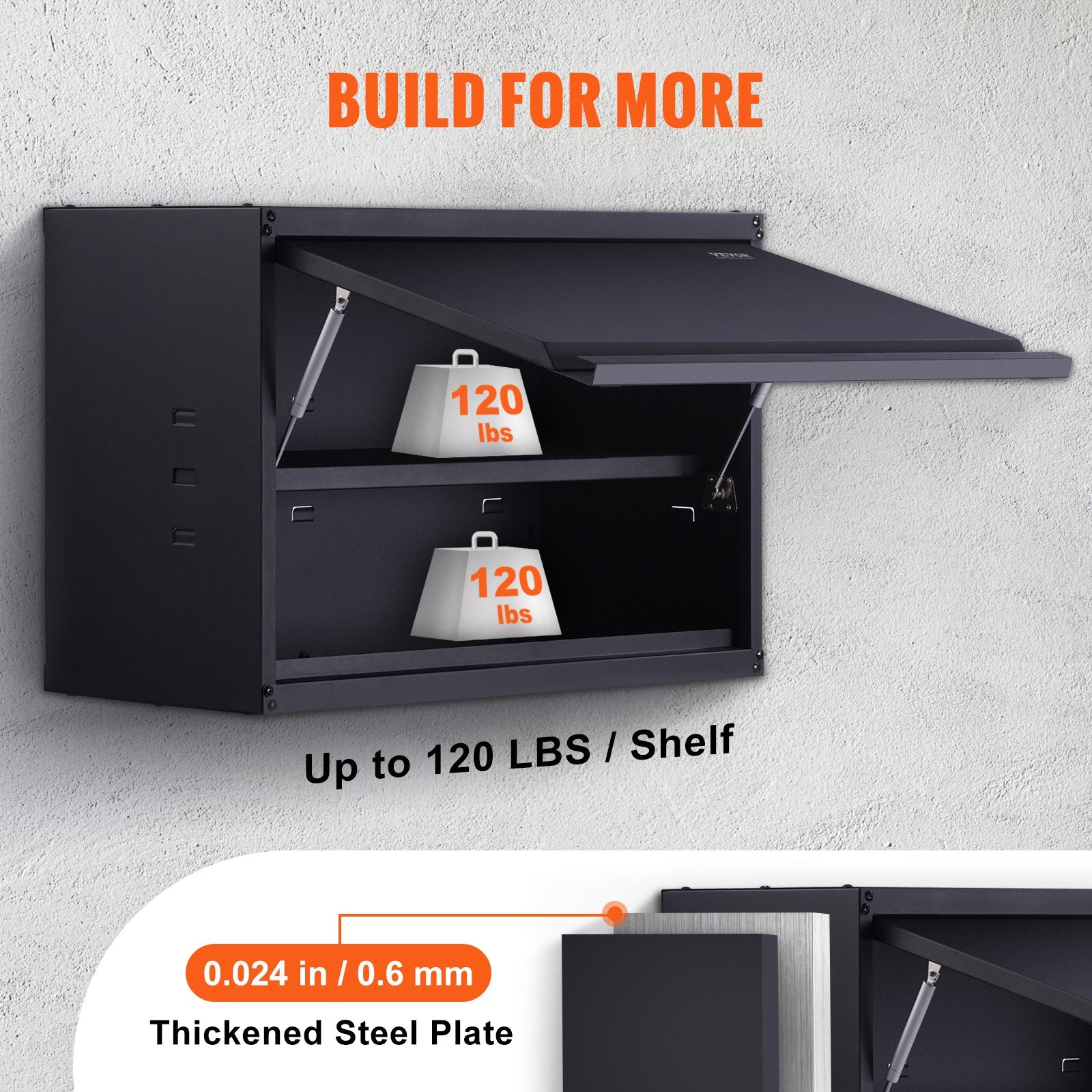 Metal Storage Cabinet, 120lbs Load Capacity per Shelf, 20'' Tall Wall-Mounted Powder-Coating Steel Garage Cabinet with Adjustable Shelf, Press to Lock & Open Door, Perfect for Office Home Garage