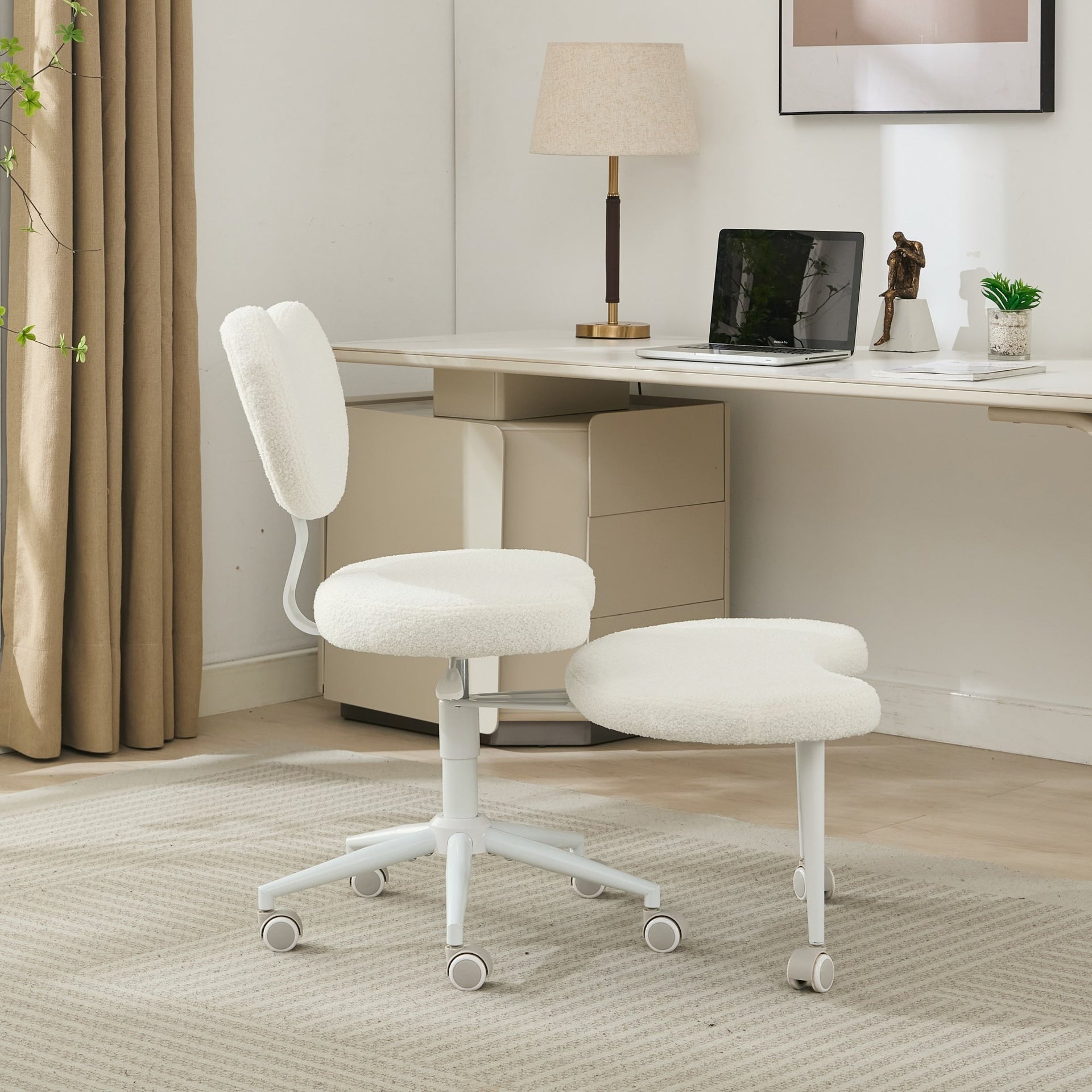 Meditation Chair Plus, Cross Legged Chair with Wheels, ADHD Chair, Criss Cross Desk Chair with Lumbar Support and Adjustable Stool, Flexible Design for Fidgety Sitters, Ivory