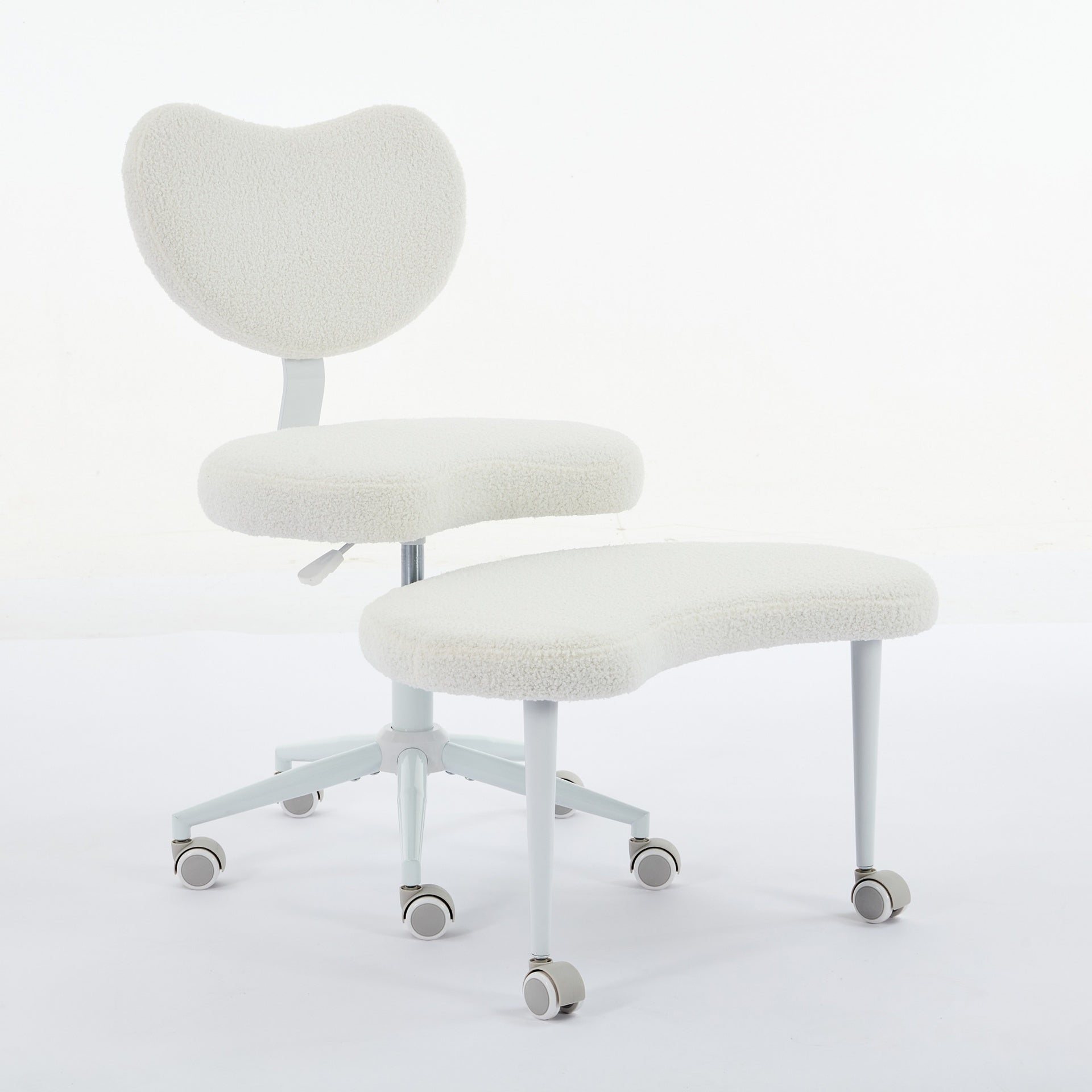 Meditation Chair Plus, Cross Legged Chair with Wheels, ADHD Chair, Criss Cross Desk Chair with Lumbar Support and Adjustable Stool, Flexible Design for Fidgety Sitters, Ivory
