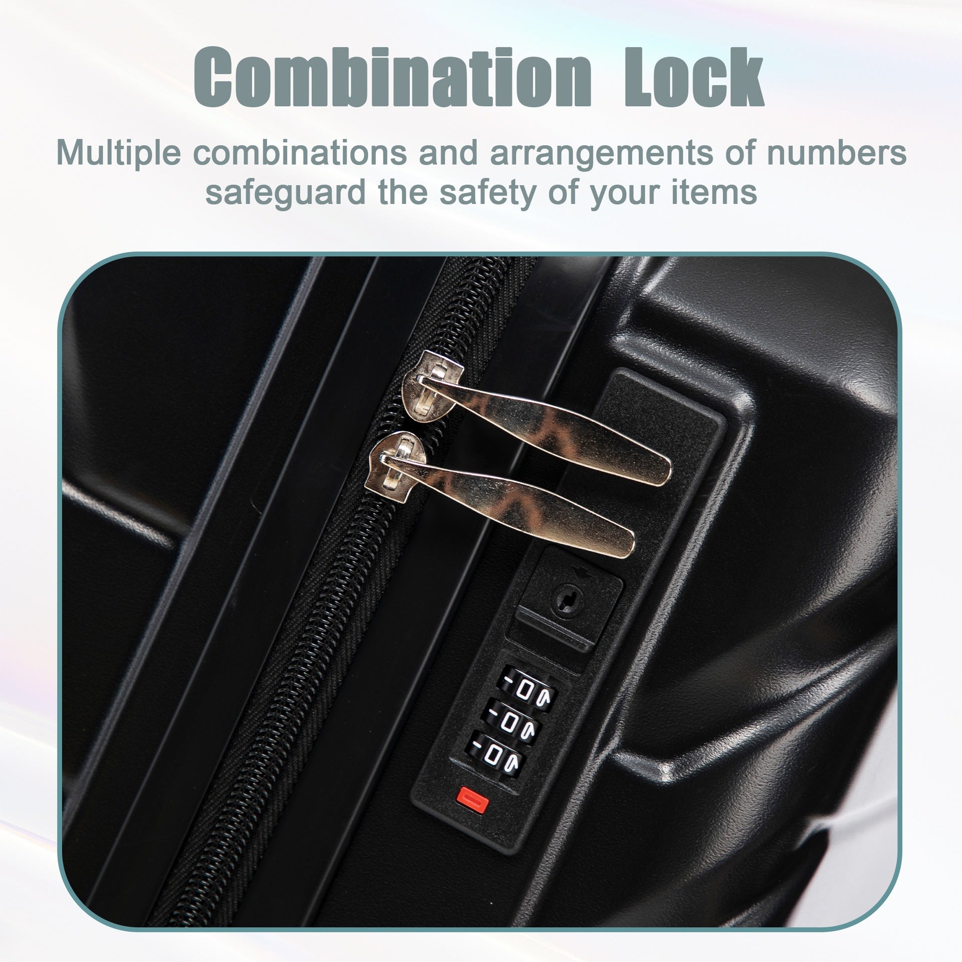 14"/20" 2 pcs/set in ABS Spinner Wheel Luggage, with Combination Lock,14" Cosmetic Case (Black)