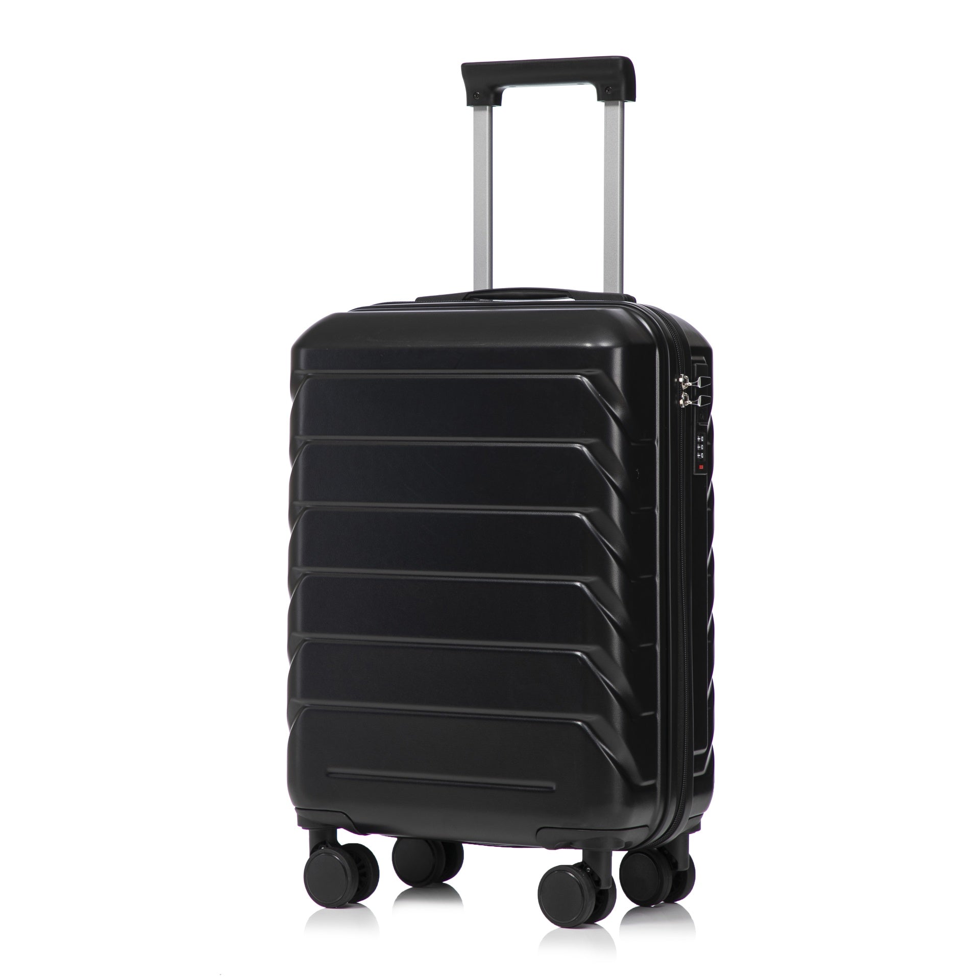 14"/20" 2 pcs/set in ABS Spinner Wheel Luggage, with Combination Lock,14" Cosmetic Case (Black)