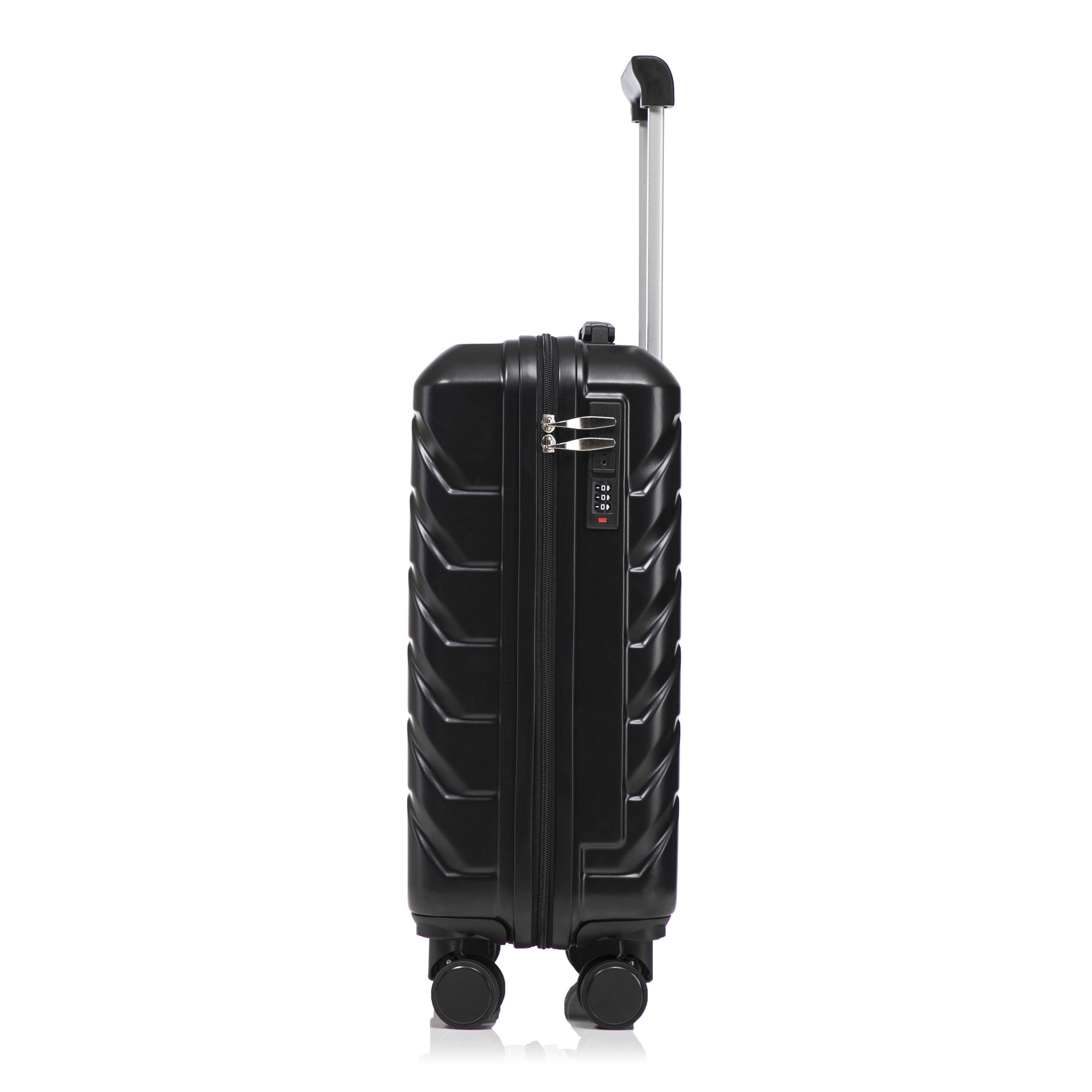 14"/20" 2 pcs/set in ABS Spinner Wheel Luggage, with Combination Lock,14" Cosmetic Case (Black)