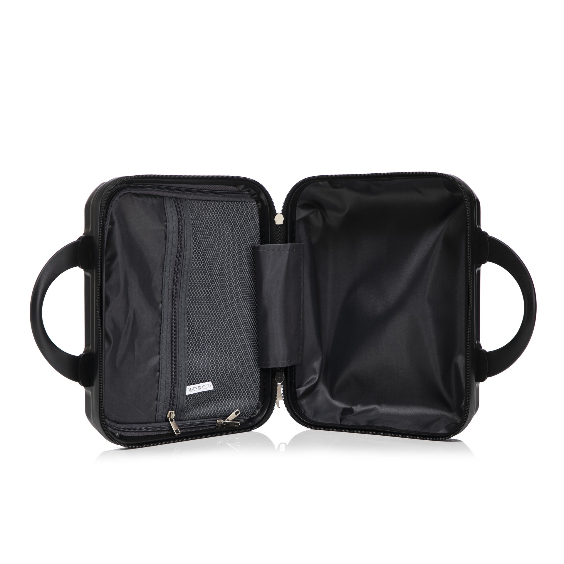 14"/20" 2 pcs/set in ABS Spinner Wheel Luggage, with Combination Lock,14" Cosmetic Case (Black)