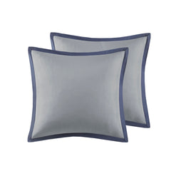 8 Piece Embroidered Comforter Set Navy Queen