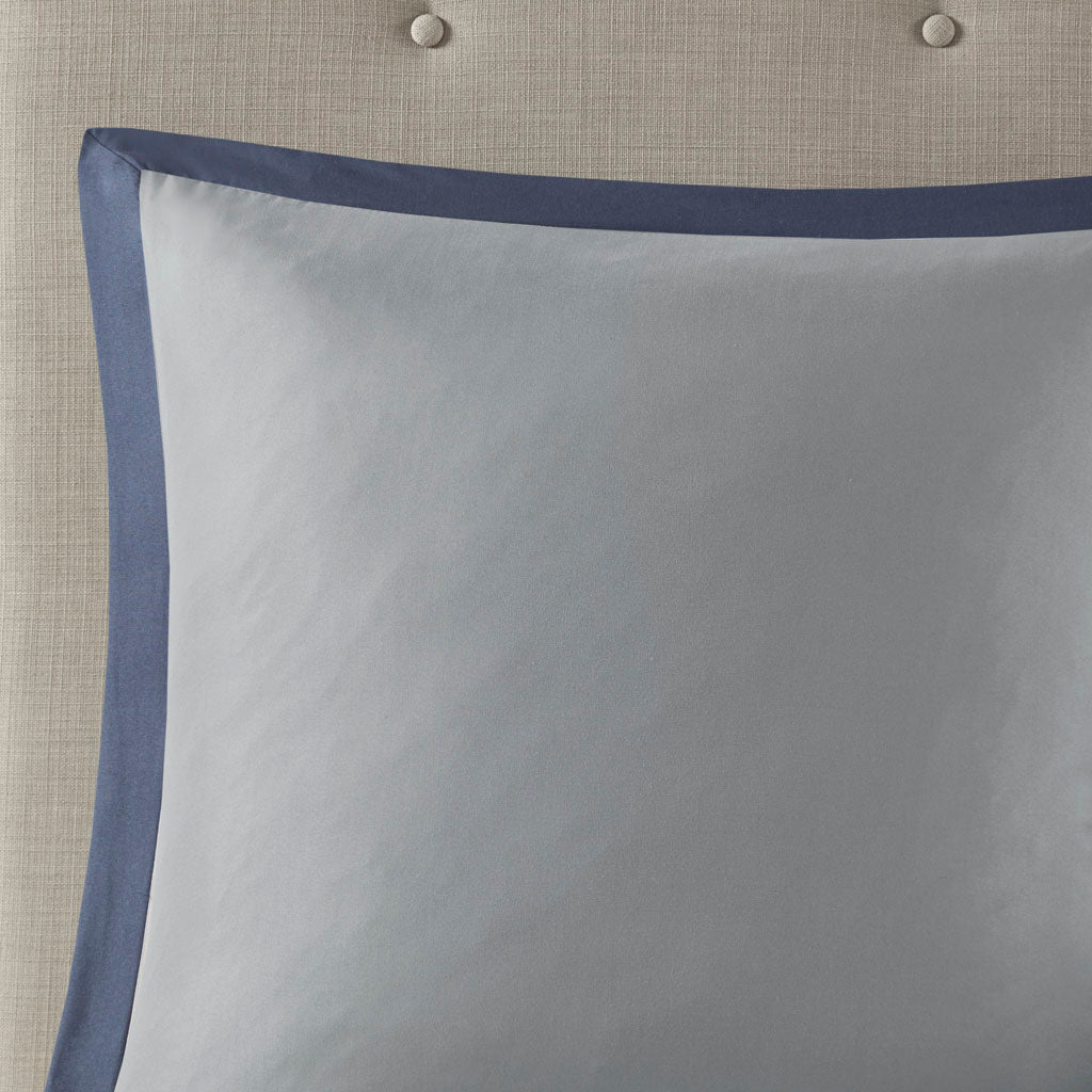 8 Piece Embroidered Comforter Set Navy Queen