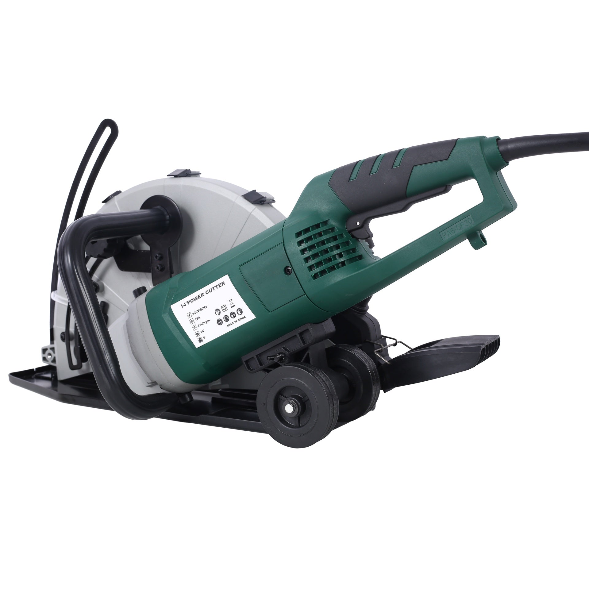 Portable 14" Wet/Dry Electric Corded Circular Concrete Saw/Power Angle Cutter 2600W w/Water Line & Guide Roller (With Blade)ETL certificate.