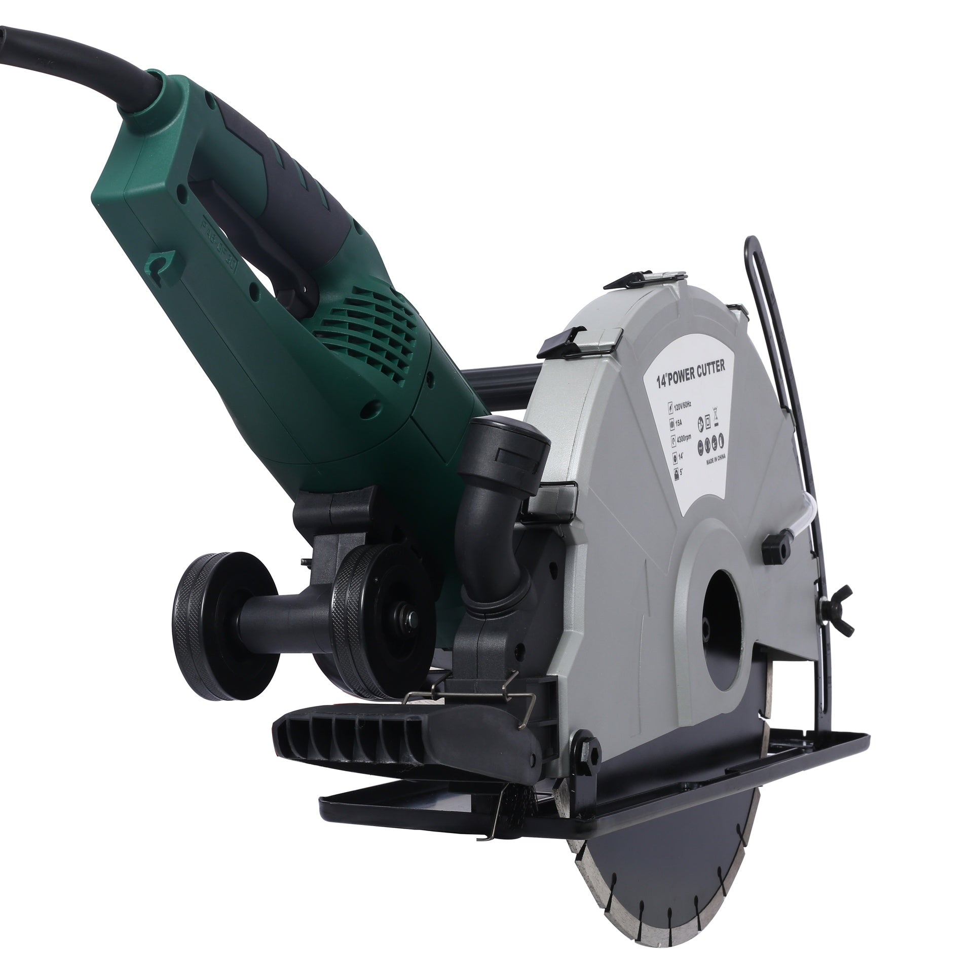 Portable 14" Wet/Dry Electric Corded Circular Concrete Saw/Power Angle Cutter 2600W w/Water Line & Guide Roller (With Blade)ETL certificate.