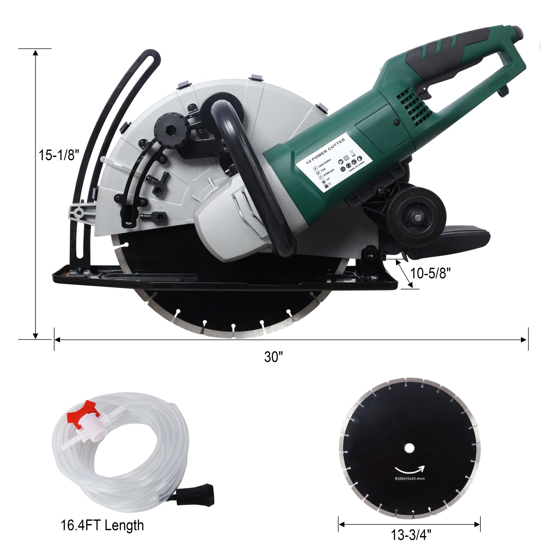 Portable 14" Wet/Dry Electric Corded Circular Concrete Saw/Power Angle Cutter 2600W w/Water Line & Guide Roller (With Blade)ETL certificate.