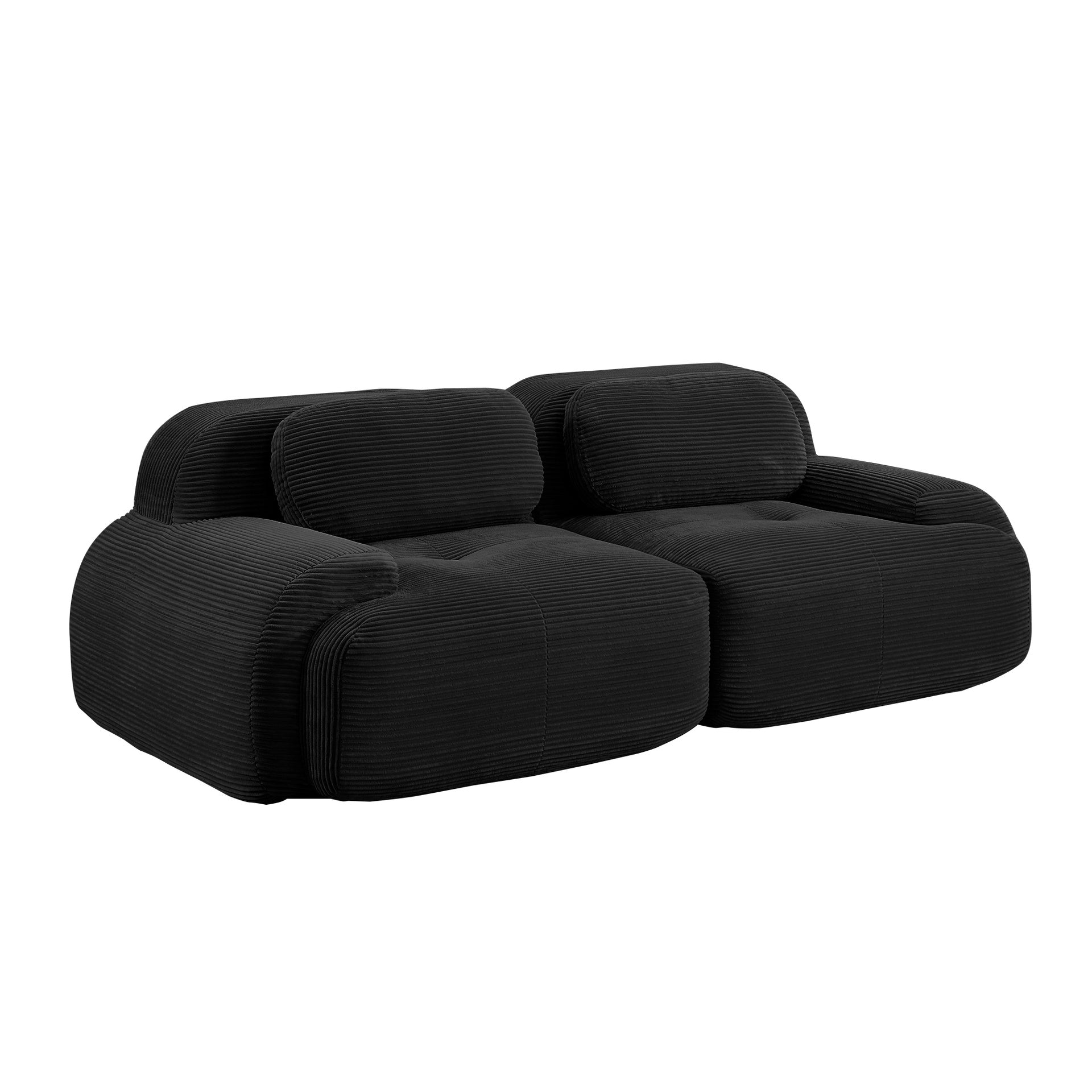 82'' loveseat sofa in luxuryCorduroy Fabric modular for free combo separation curved armrests ,anti-slip design high-resilience sponge fits living rooms bedrooms Audiovisual Room, Black