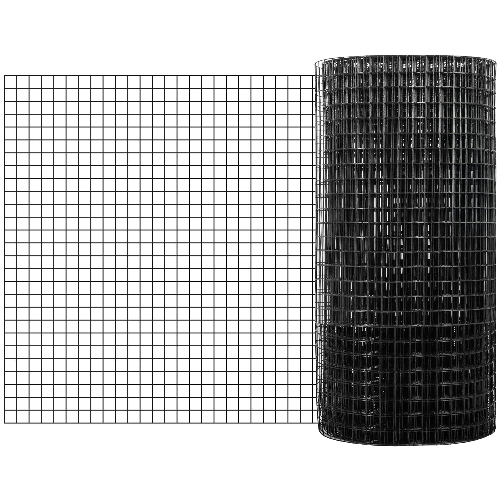 Hardware Cloth, 36" x 50' & 1"x1" Mesh Size, Galvanized Steel Vinyl Coated 16 Gauge Chicken Wire Fencing w/A Cutting Plier & A Pair of Fabric Gloves, for Garden Fencing & Pet Enclosures, Black