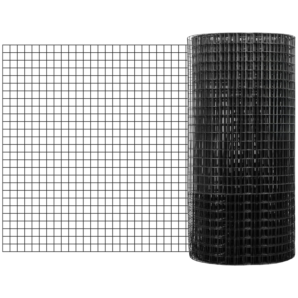 Hardware Cloth, 36" x 50' & 1"x1" Mesh Size, Galvanized Steel Vinyl Coated 16 Gauge Chicken Wire Fencing w/A Cutting Plier & A Pair of Fabric Gloves, for Garden Fencing & Pet Enclosures, Black