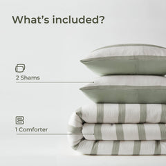 3-Piece Full/Queen Yarn-dyed striped comforter